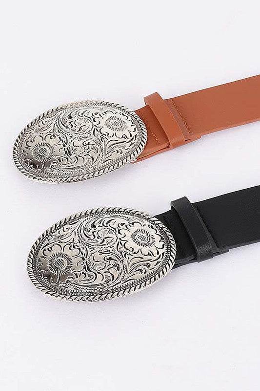 Engraved Western Buckle Fashion Belt