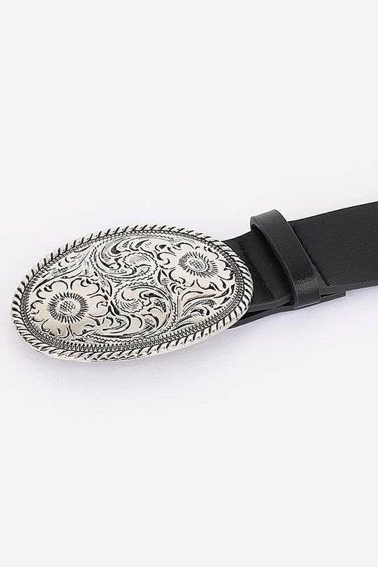 Engraved Western Buckle Fashion Belt