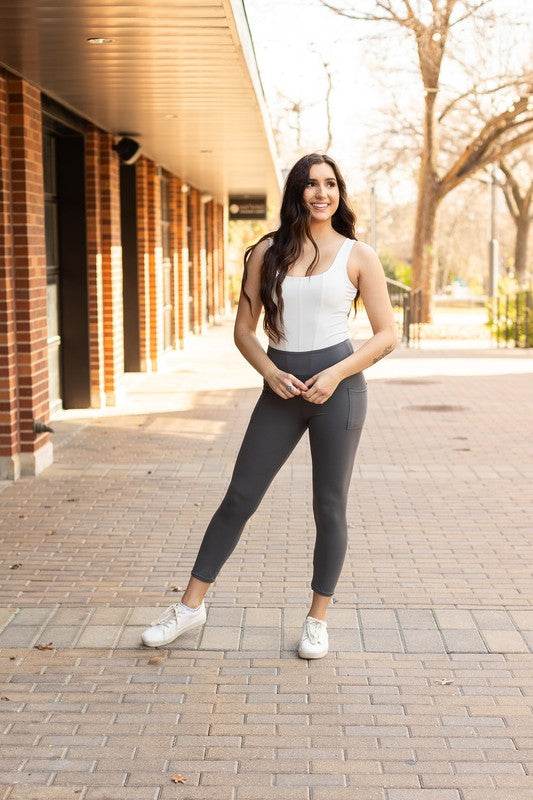 The Amy -7/8 Ankle Length CHARCOAL Leggings Pocket