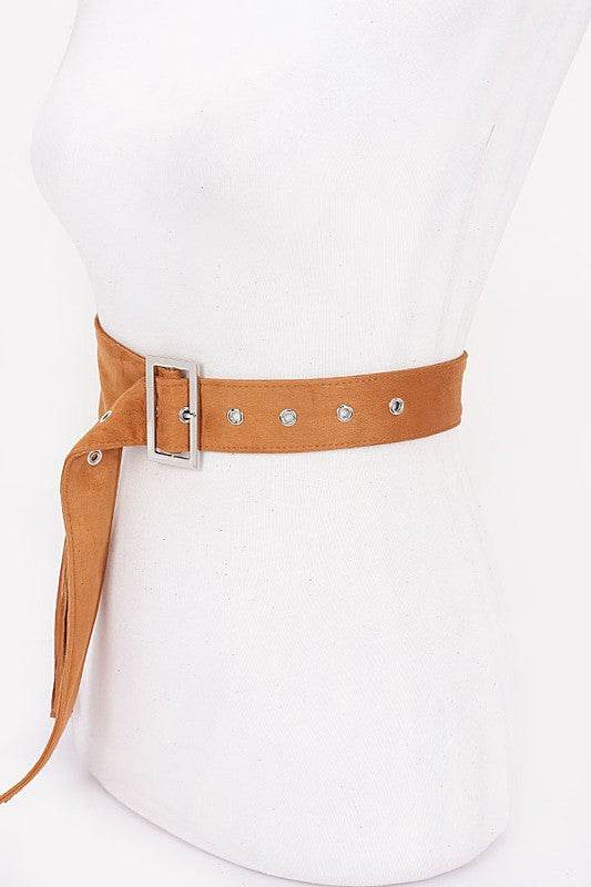 Faux Suede Fringe Western Belt