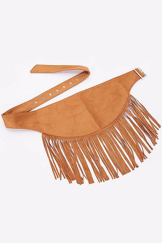 Faux Suede Fringe Western Belt