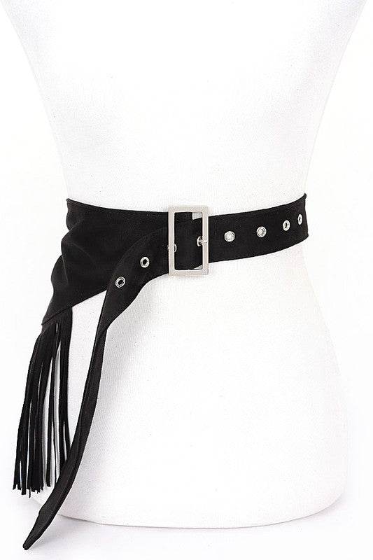 Faux Suede Fringe Western Belt