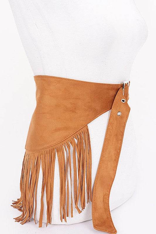 Faux Suede Fringe Western Belt