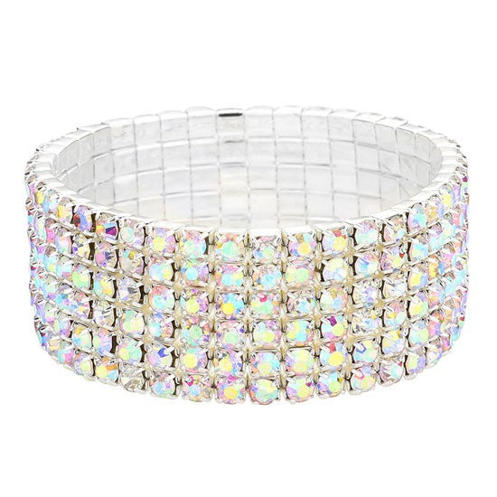 6 Row Strand Line Stretch Rhinestone Bracelet