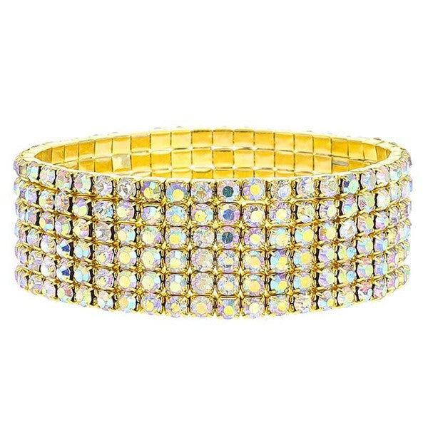6 Row Strand Line Stretch Rhinestone Bracelet