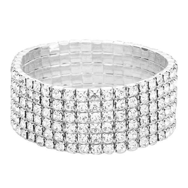 6 Row Strand Line Stretch Rhinestone Bracelet