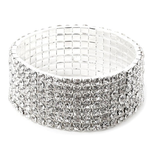 7 Row Strand Line Stretch Rhinestone Bracelet
