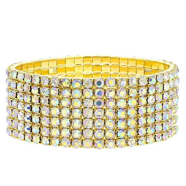 7 Row Strand Line Stretch Rhinestone Bracelet