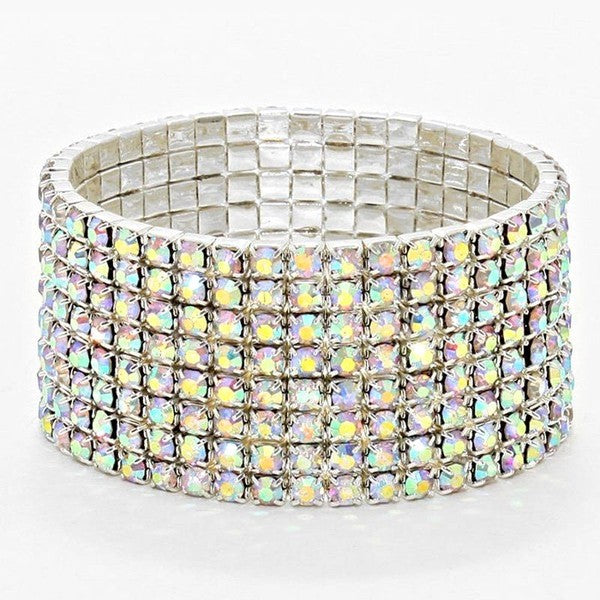 8 Row Strand Line Stretch Rhinestone Bracelet