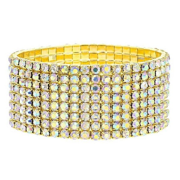 8 Row Strand Line Stretch Rhinestone Bracelet