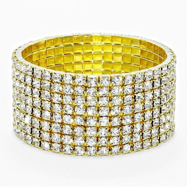 8 Row Strand Line Stretch Rhinestone Bracelet