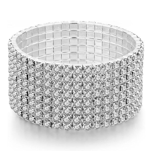 8 Row Strand Line Stretch Rhinestone Bracelet