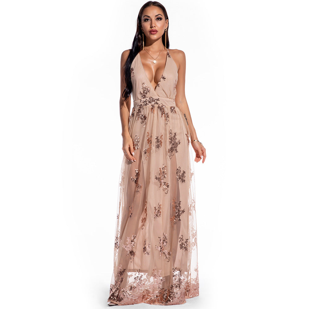 Sexy Retro Night Club Slip Sequins Dress Party Dresse Women Clothing
