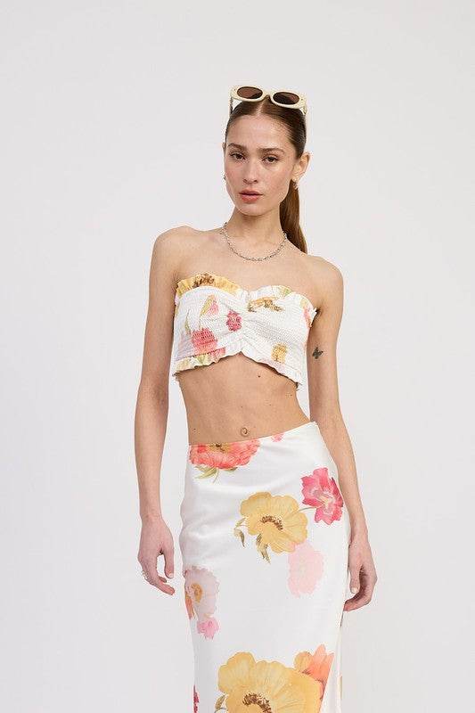 SMOCKED CROP TUBE TOP