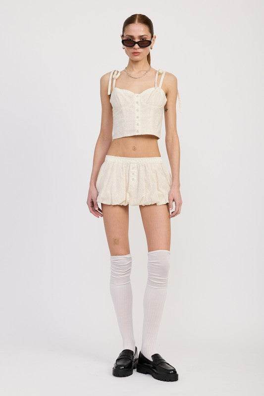 BUBBLE MINI SKIRT WITH ELASTIC WAISTBAND