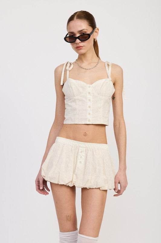 BUBBLE MINI SKIRT WITH ELASTIC WAISTBAND