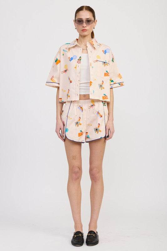 CROPPED OVERSIZE BUTTON UP TOP