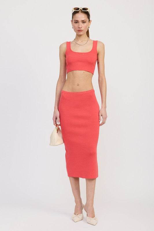 MID PENCIL SKIRT WITH SLIT