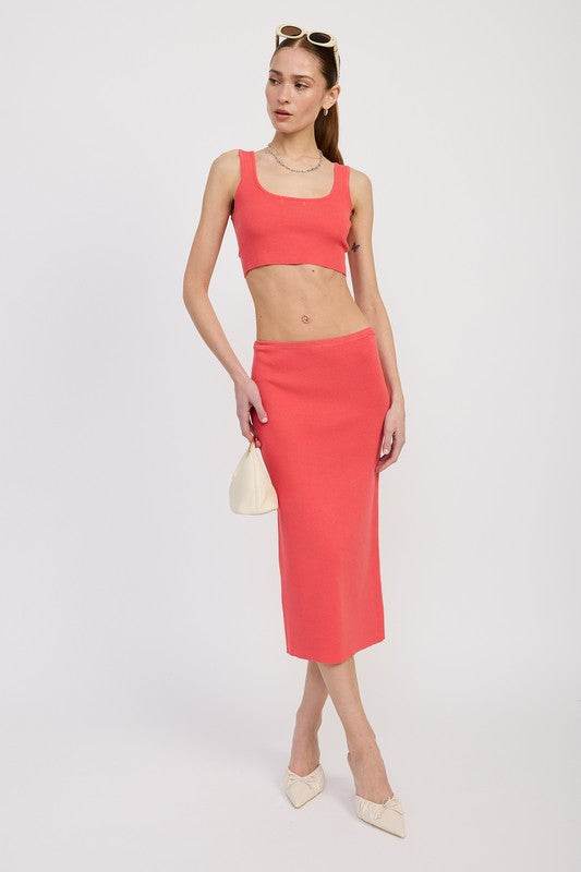 MID PENCIL SKIRT WITH SLIT