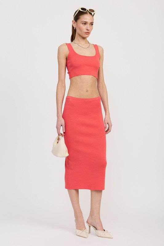 MID PENCIL SKIRT WITH SLIT