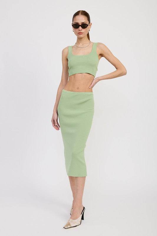 MID PENCIL SKIRT WITH SLIT
