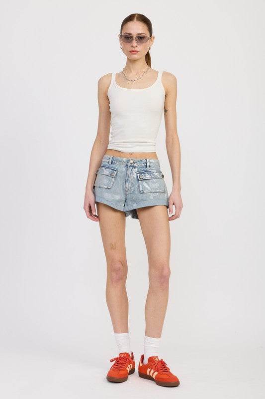LOW WAIST DENIM SHORTS