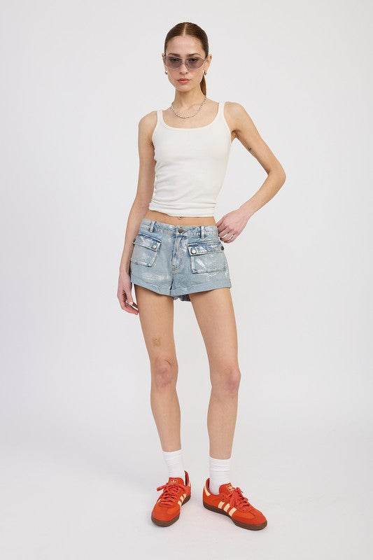 LOW WAIST DENIM SHORTS