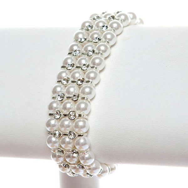 Harmony Rhinestone Faux Pearl Stretch Bracelet