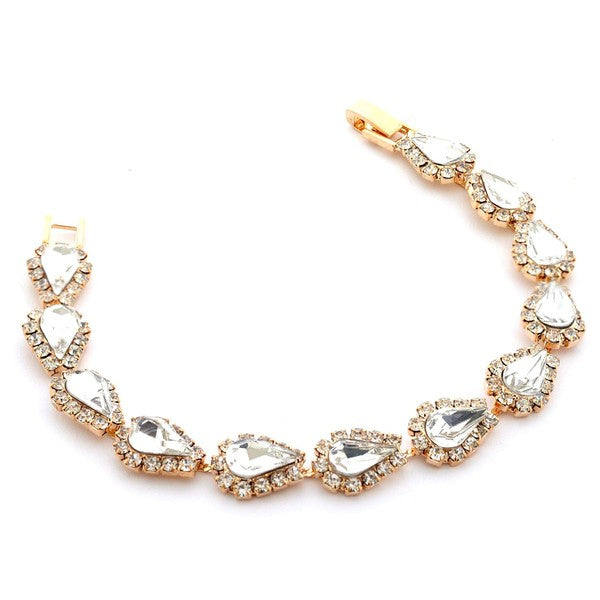 Bridal Rhinestone Wrapped Pear Bracelet