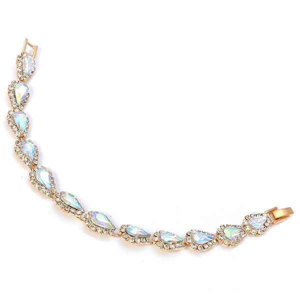Bridal Rhinestone Wrapped Pear Bracelet