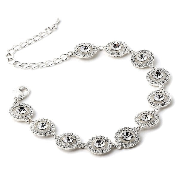 Round Rhinestone Circle Wrapped Stud Link Bracelet