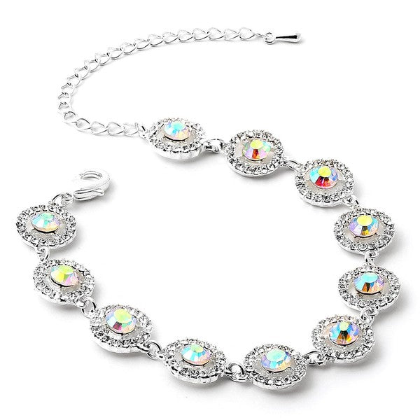 Round Rhinestone Circle Wrapped Stud Link Bracelet