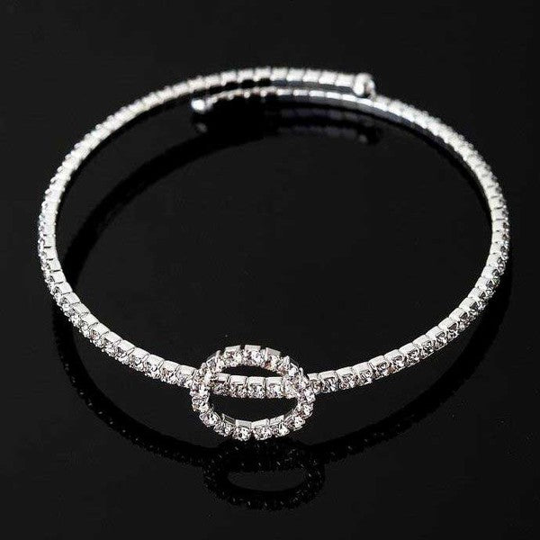 Silver Crystal Simple Coil Bracelet
