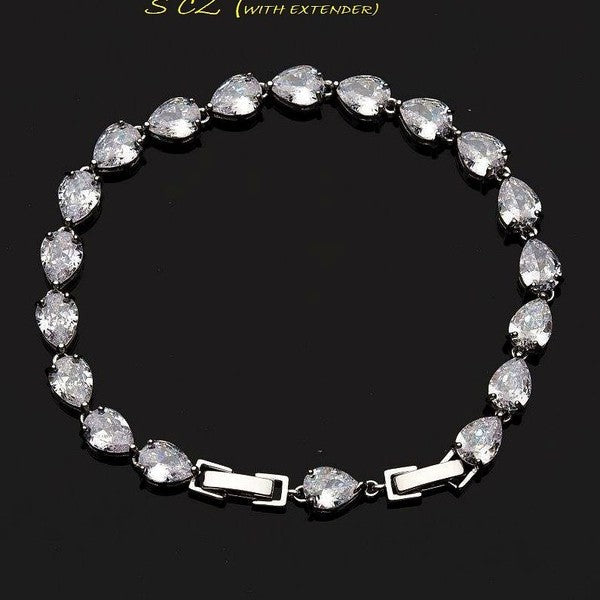 Bridal Pear Shape Cubic Zirconia Bracelet