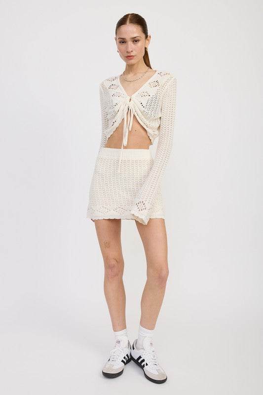 LETTUCE HEM MINI CROCHET SKIRT