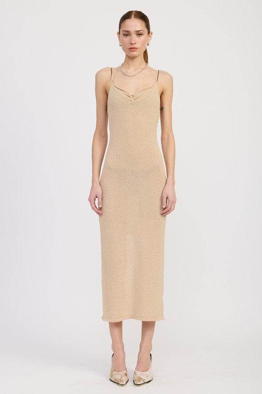 SPAGHETTI STRAP MIDI DRESS