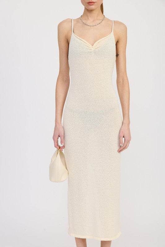 SPAGHETTI STRAP MIDI DRESS
