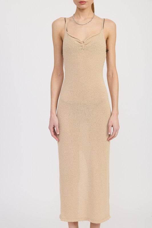 SPAGHETTI STRAP MIDI DRESS