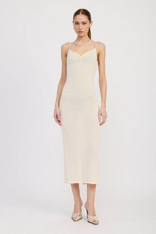 SPAGHETTI STRAP MIDI DRESS