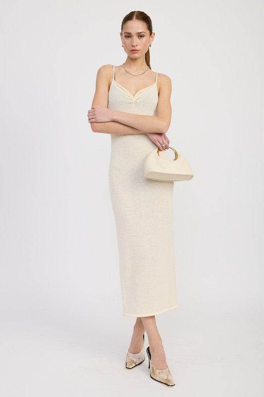 SPAGHETTI STRAP MIDI DRESS