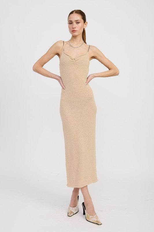 SPAGHETTI STRAP MIDI DRESS