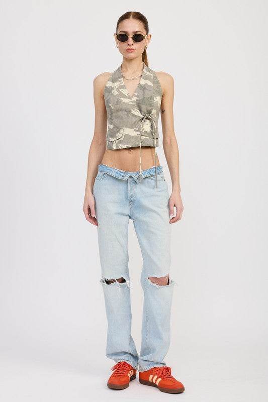 WRAPPED HALTER NECK TOP