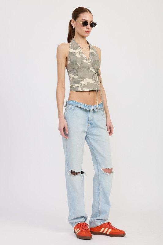 WRAPPED HALTER NECK TOP