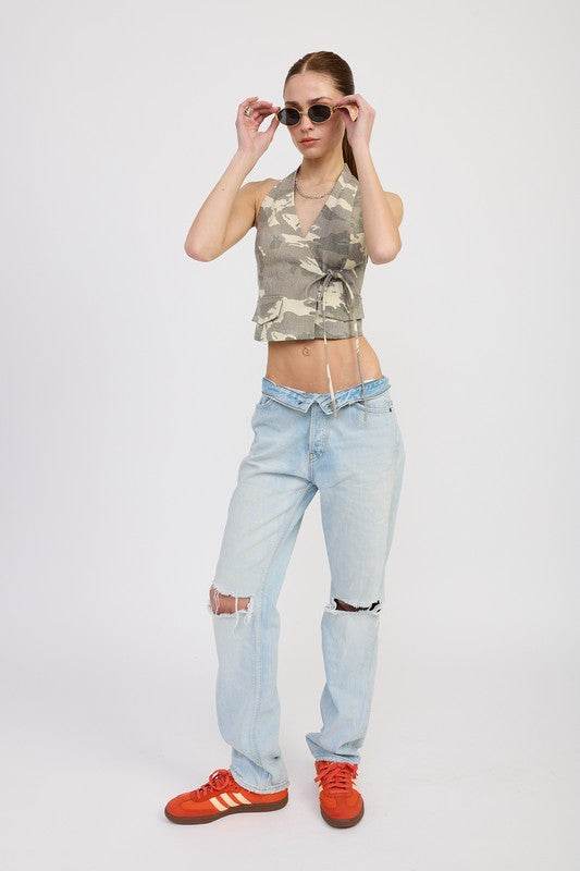 WRAPPED HALTER NECK TOP