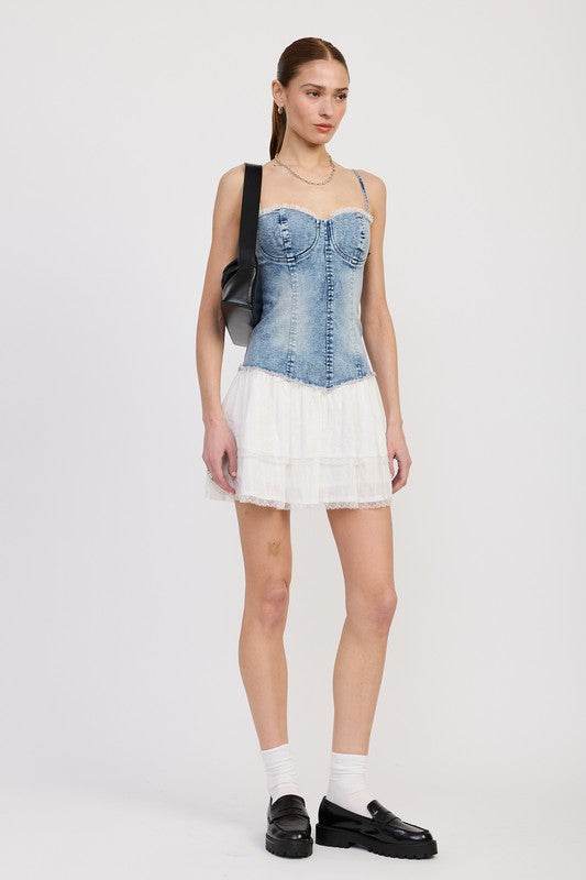MINI CORSET DENIM DRESS