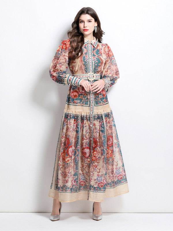 WOMEN FASHION CHIFFON MAXI DRESS