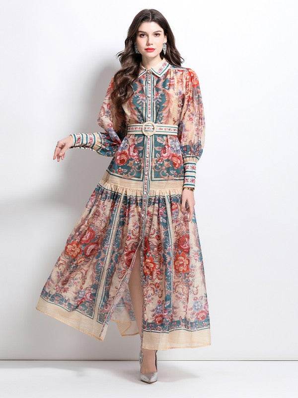 WOMEN FASHION CHIFFON MAXI DRESS