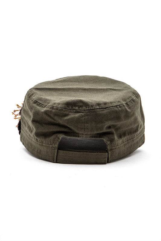 Beaded 3D Flower Statement Cadet Cap