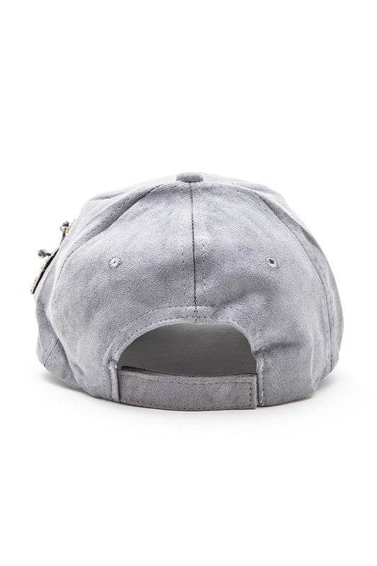 Beaded Flower Suede Fashion Cap