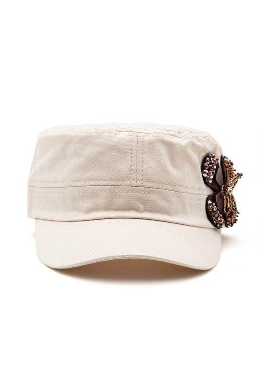 Sequin Beaded 3D Flower Iconic Cadet Hat
